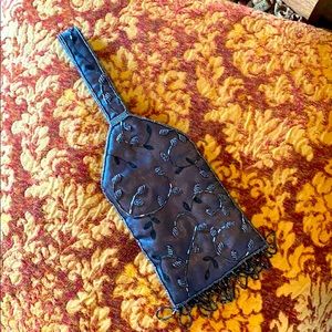 Gray Polyester Beaded Wristlet